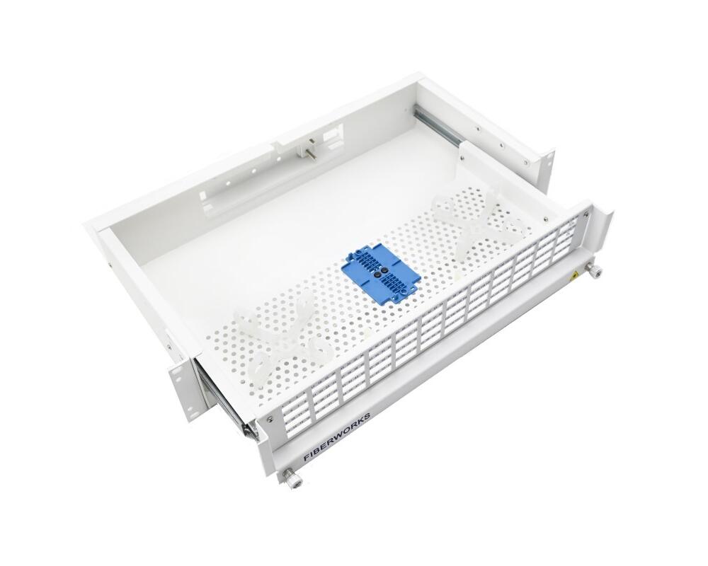 SP-FP20-48SCD-EMPTY Fiberworks AS  19&quot;/ETSI 2U panel for 48 SC-DPX (96F) Teleskopskinner, med installasjonssett