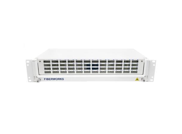 19"/ETSI 2U panel for 48 SC-DPX (96F) Teleskopskinner, med installasjonssett 