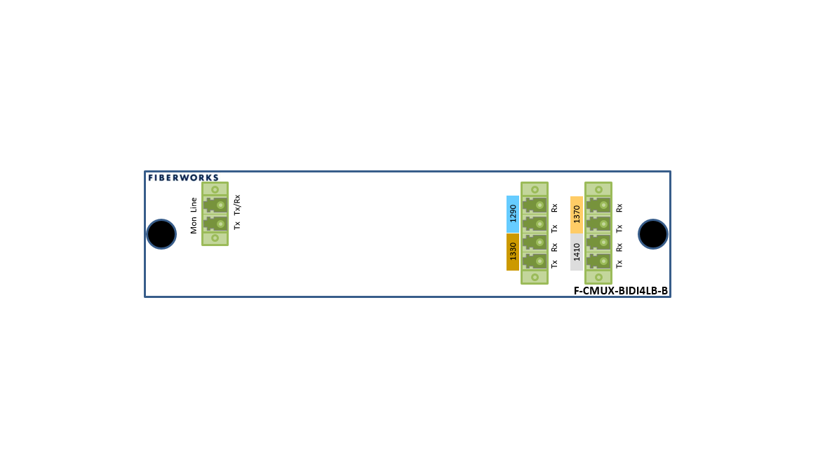 F-CMUX-BIDI4LB-B-MLA Fiberworks AS  Fiberworks 4ch. CWDM BiDi CATV Mux/Demux Low Band, Mon. port, LC/APC, B-side