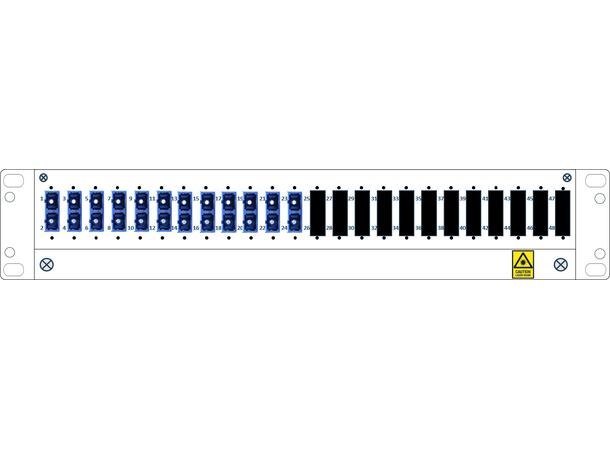 Panel 1,5U 24 SC/UPC fiberhaler 9/OS2 12 SC-DPX adapter, inst.sett 