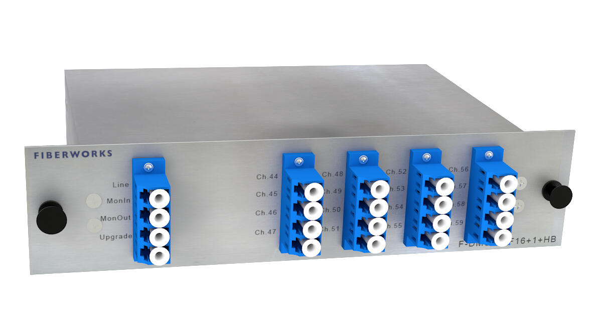 F-DMUX-SF16+1-HB-MLU Fiberworks AS  Fiberworks 16+1 ch. DWDM Mux/Demux, High C44-C59, 100GHz, Upg &amp; Mon, single fiber