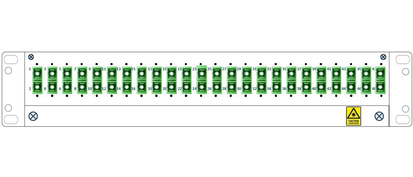 SP-FP15-KIT2-SCA-48 Fiberworks AS  Panel 1,5U 48 SC/APC fiberhaler 9/OS2 24 SC-DPX adapter, inst.sett