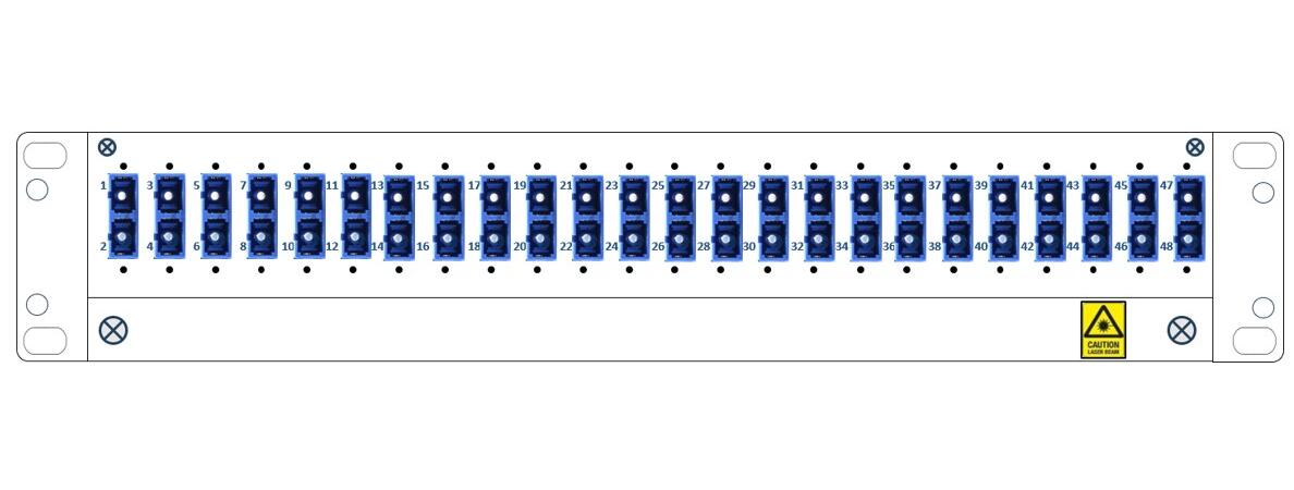 SP-FP15-KIT2-SCU-48 Fiberworks AS  Panel 1,5U 48 SC/UPC fiberhaler 9/OS2 24 SC-DPX adapter, inst.sett