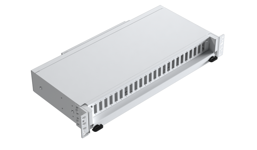 SP-FP15-KIT2-SCA-48 Fiberworks AS  Premontert panel SM 1,5U Hvit 48 SC/APC 24 SC-DPX, 48 fiberhaler, inst.sett
