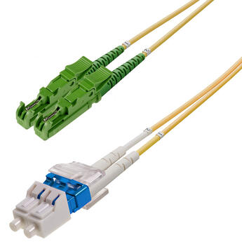 P-SM9-D2Y-E2A-LCU-xx Fiberworks AS  Snor SM DPX E2000/APC-LC/UPC xx m 9/OS2 G.657.A2 2x ø2mm Gul