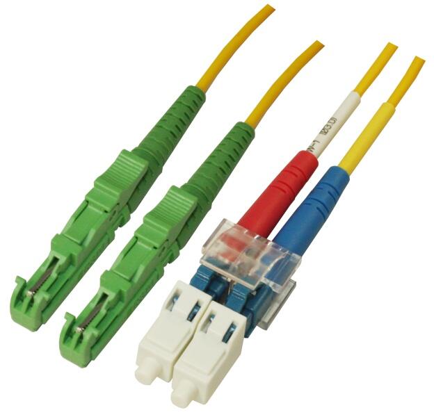 P-SM9-D2Y-E2A-LCU-xx Fiberworks AS  Snor SM DPX E2000/APC-LC/UPC xx m 9/OS2 G.657.A2 2x &#248;2mm Gul
