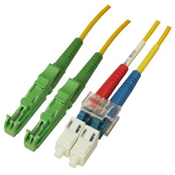 P-SM9-D2Y-E2A-LCU-xx Fiberworks AS  Snor SM DPX E2000/APC-LC/UPC xx m 9/OS2 G.657.A2 2x &#248;2mm Gul