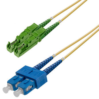 P-SM9-D2Y-E2A-SCU-xx Fiberworks AS  Snor SM DPX E2000/APC-SC/UPC xx m 9/OS2 G.657.A2 2x ø2mm Gul