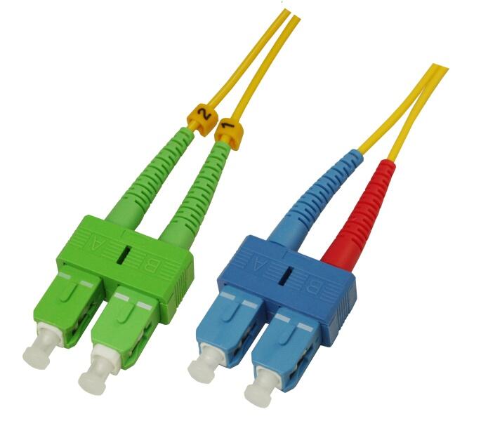 P-SM9-D3Y-SCA-SCU-xx Fiberworks AS  Snor SM DPX SC/APC-SC/UPC xx m 9/OS2 G.657.A2 2x &#248;2mm Gul