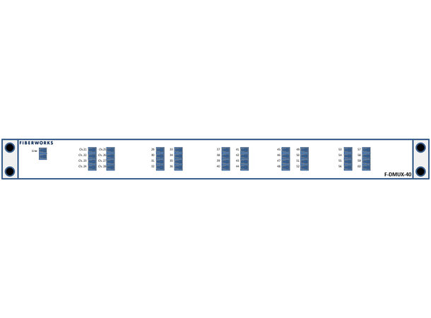 Fiberworks 40 ch. DWDM Mux/Demux 19" 1RU ITU ch. 21-60, 100 GHz, Single Fiber, LC 