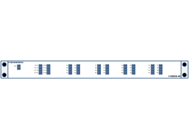 Fiberworks 40 ch. DWDM Mux/Demux 19" 1RU ITU ch. 21-60, 100 GHz, Single Fiber, LC