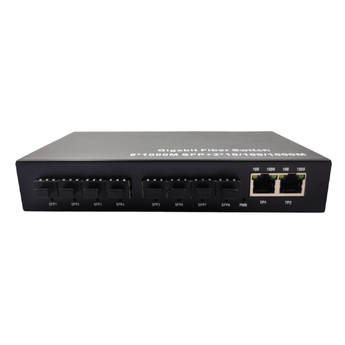MC-LX9-8SFP Lightem Systems LX9-8SFP 8x SFP to 2x 10/100/1000Base-T switch External power supply.
