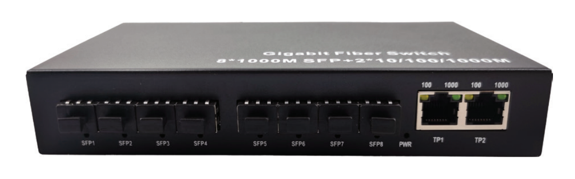 MC-LX9-8SFP Lightem Systems LX9-8SFP 8x SFP to 2x 10/100/1000Base-T switch External power supply.