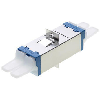 ADA-E2000-DUP-BL Fiberworks AS  Adapter SM E2000-DPX Bl&#229; Med flens, metall klips, keramisk hylse