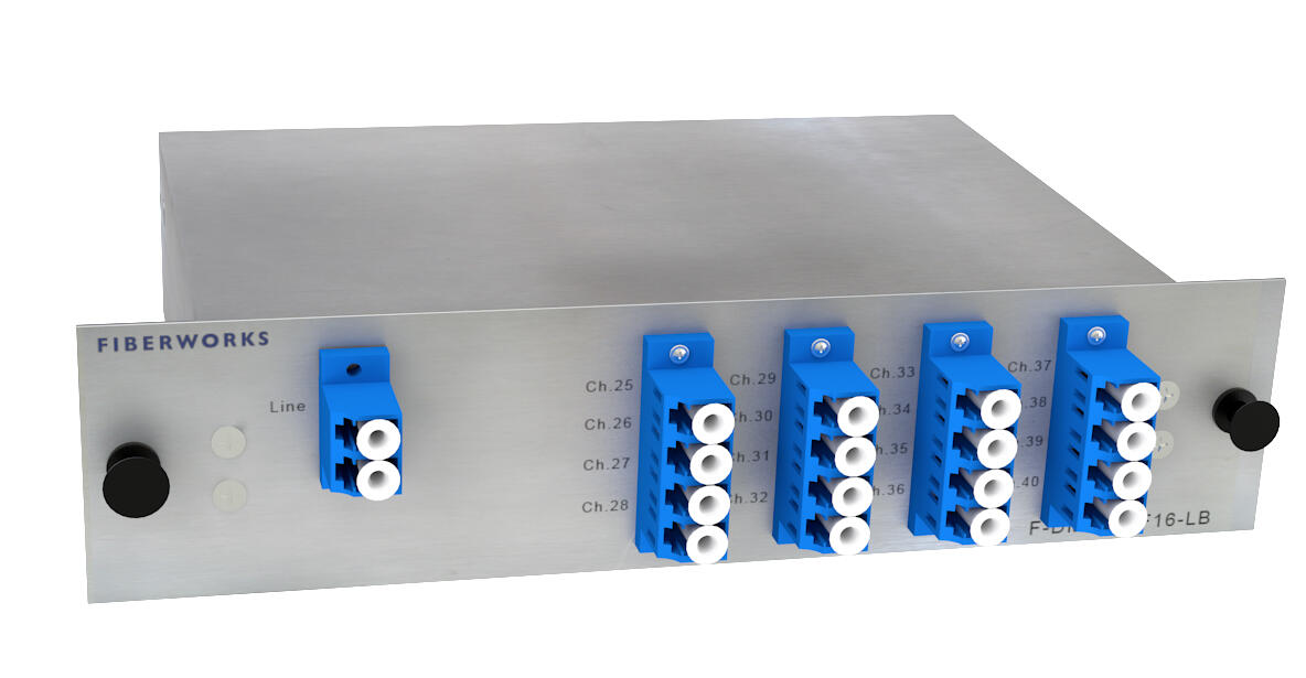 F-DMUX-SF16-LB-LU Fiberworks AS  Fiberworks 16 ch. DWDM Mux/Demux, Low ITU ch. 25-40, 100 GHz, Single fiber