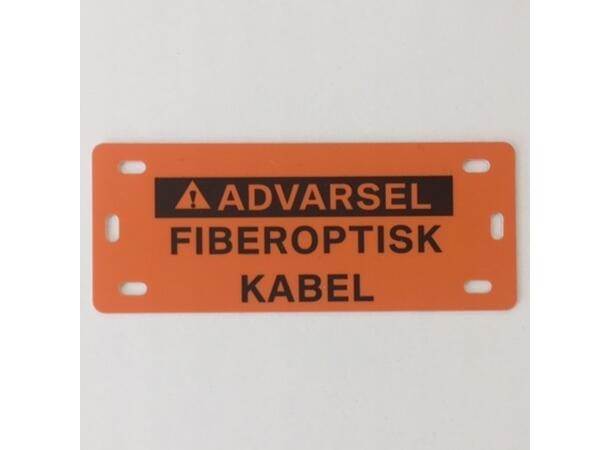 Merkeskilt for fiberkabel Orange "Advarsel Fiberoptisk Kabel" 40 x 100 mm