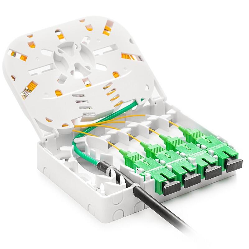 SP-ODF-MINI-4SC Fiberworks AS  Wall box, 8 splices For 4x SC-SPX/LC-DPX adapter