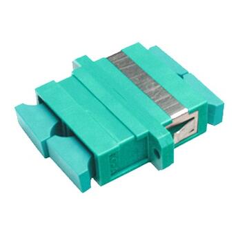 ADA-SCDPXAQUA Fiberworks AS  Adapter MM SC-DPX OM3 Aqua Med flens, metall klips, keramisk hylse