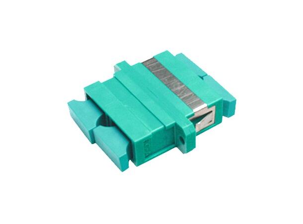 Adapter MM SC-DPX OM3 Aqua Med flens, metall klips, keramisk hylse 