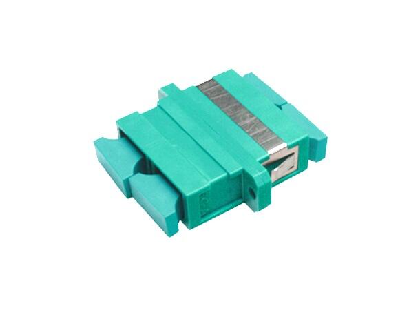 Adapter MM SC-DPX OM3 Aqua With flange, metal clip, Zr. sleeve 