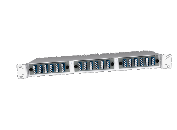 Fiberworks 19"  1U LGX2 chassis for 3 moduler, åpen foran og bak.