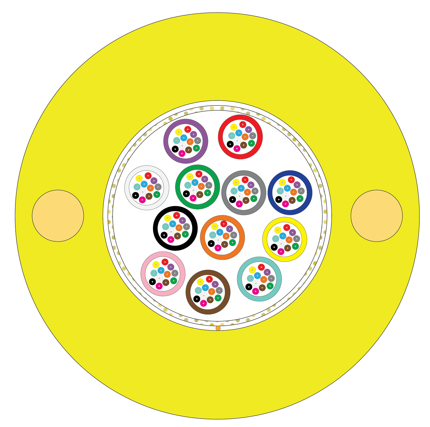 K-LTMS-Y-7A1-G144-1m Fiberworks AS  Mikro Sheath Kabel, SM G.657.A1, G144 Gul, LSZH med FRP, kapp i valgfri lengde