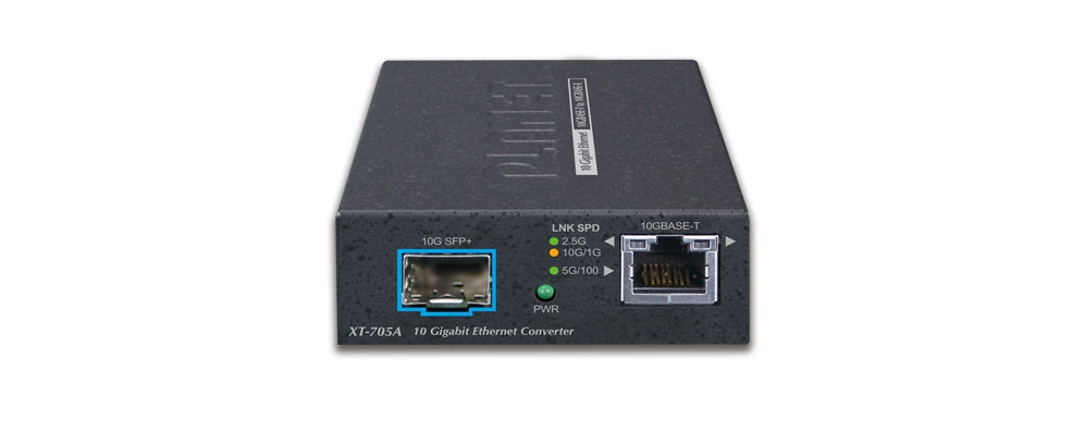 MC-PLANET-XT-705A PLANET XT-705A XT-705A 10 Gigabit Media Converter SFP+ Port, 10G/5G/2.5G/1G/100M  RJ45