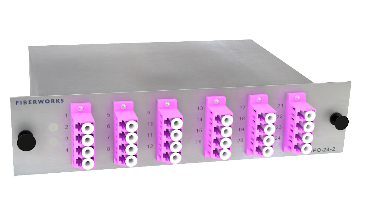 F-MPO24-2-OM4-MP-LC Fiberworks AS  24-port MPO mounted fan-out, rear access 2x MPO12(f) to 12x LC/PC, 50/125&#181;m OM4.