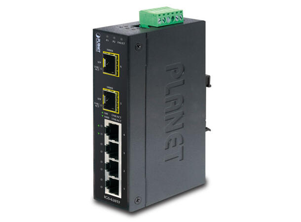 IGS-620TF DC IP30 GigEthernet Switch 2x SFP - 4x RJ45, 12-48V DC, ind. temp.