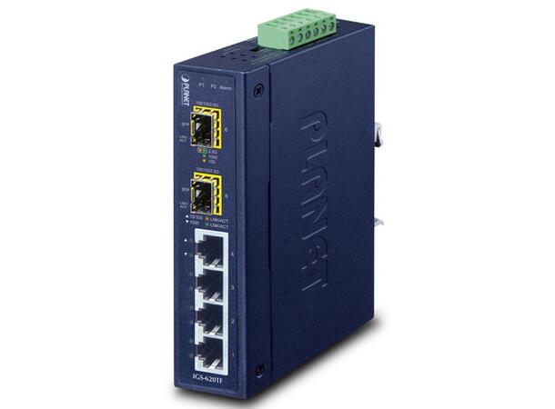 IGS-620TF DC IP30 GigEthernet Switch 2x SFP - 4x RJ45, 12-48V DC, ind. temp. 