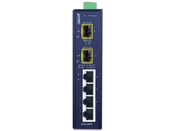 IGS-620TF DC IP30 GigEthernet Switch 2x SFP - 4x RJ45, 12-48V DC, ind. temp. 