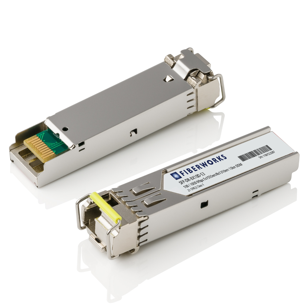 SFP-DR-BX10D-53-W Fiberworks AS  SFP BiDi, 100 / 1000 Mbps, DDM, SM, 10km TX/RX=1550/1310nm, 11dB, LC, Huawei