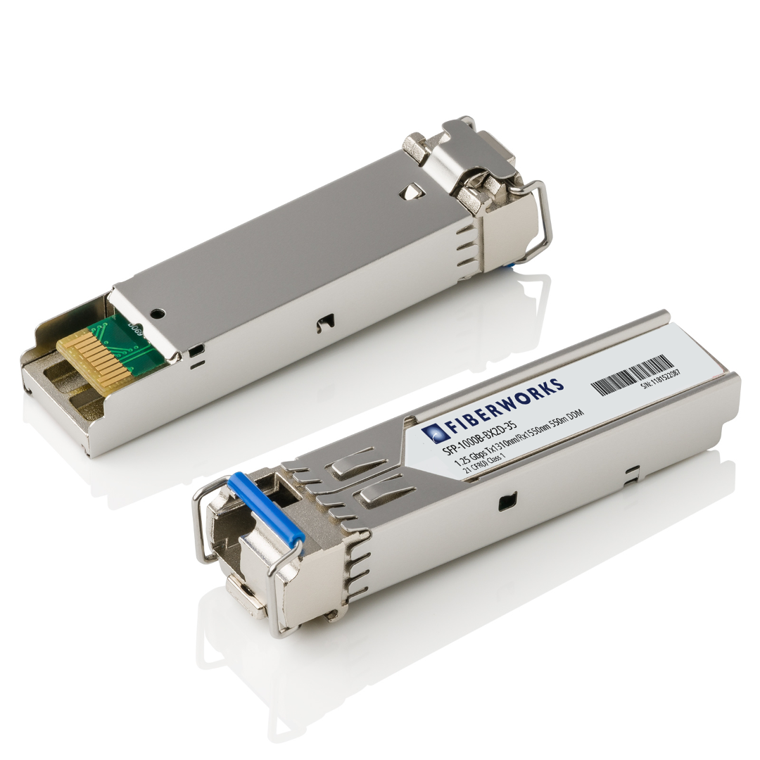 SFP-1000B-BX2D-35-E Fiberworks AS  SFP BIDI, 1.25Gbps GigE, DDM, MM, 550m TX/RX=1310/1550nm, 12 dB, LC, Extreme