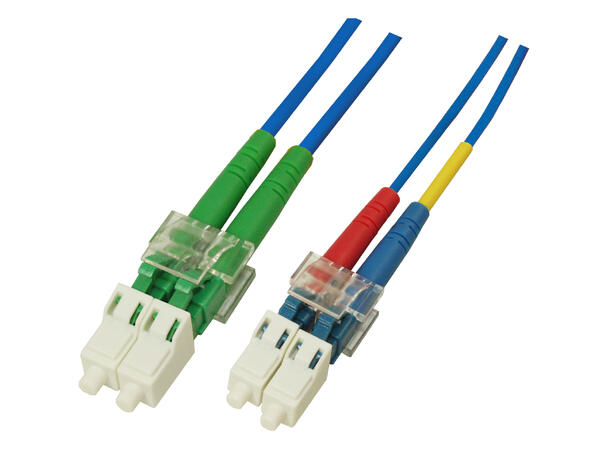 Snor SM DPX LC/APC-LC/UPC xx m 9/OS2 G.657.A2 2x ø2mm Blå 