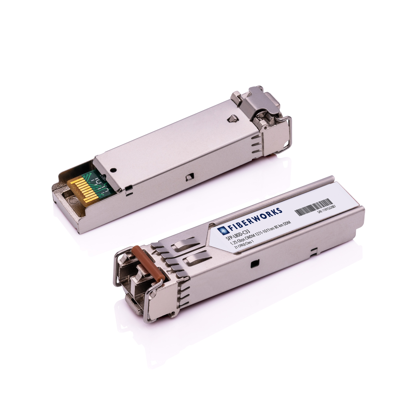 SFP-L80D-C33-IN Fiberworks AS  SFP, 1.25 Gbps GigE, DDM, 80km CWDM 1331 nm, 24dB, SM/MM, Intel