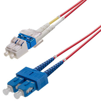 P-SM9-D2R-LCU-SCU-05 Fiberworks AS  Snor SM DPX LC/UPC-SC/UPC 5 m 9/OS2 G.657.A2 2x ø2mm Rød