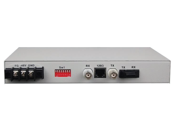 Framed E1 Fiber Modem, Singlemode 75/120 Ohm, 1310 nm, 18 dB, 48V DC power 
