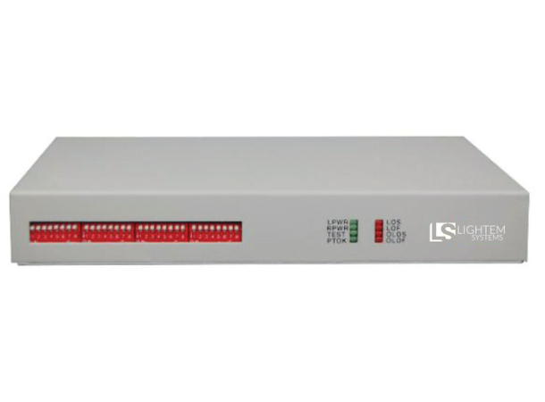 Framed E1 Fiber Modem, Singlemode 75/120 Ohm, 1310 nm, 18 dB, 48V DC power 