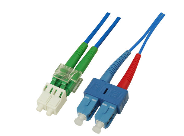 Snor SM DPX LC/APC-SC/UPC xx m 9/OS2 G.657.A2 2x ø2mm Blå 