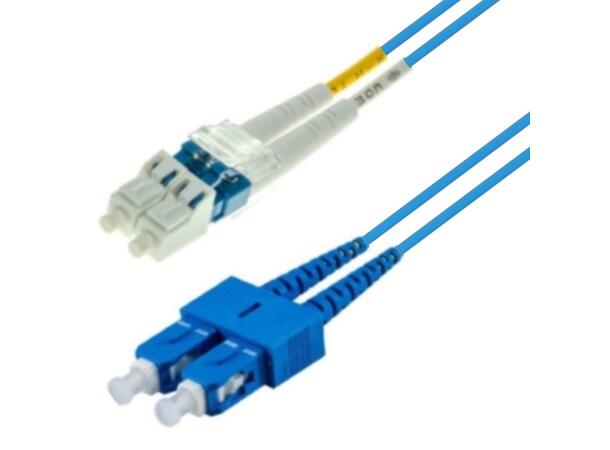 Snor SM DPX LC/UPC-SC/UPC 7 m 9/OS2 G.657.A2 2x ø2mm Blå 