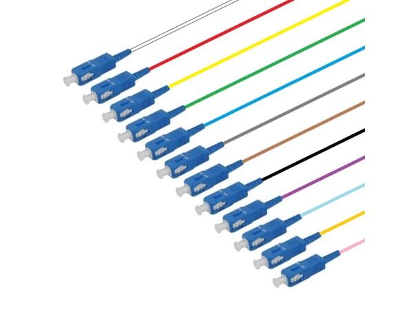 Fiberhale SM SC/UPC 12-farger, 1,5 m 9/OS2 G.657.A2, 900µm fast kledning 