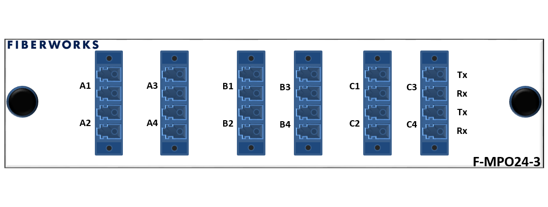 F-MPO24-3-SM-M1F-LCU Fiberworks AS  MPO mounted fanout for 3x QSFP PSM4 MPO8(f) to LC/UPC connectors. SM 9/125.
