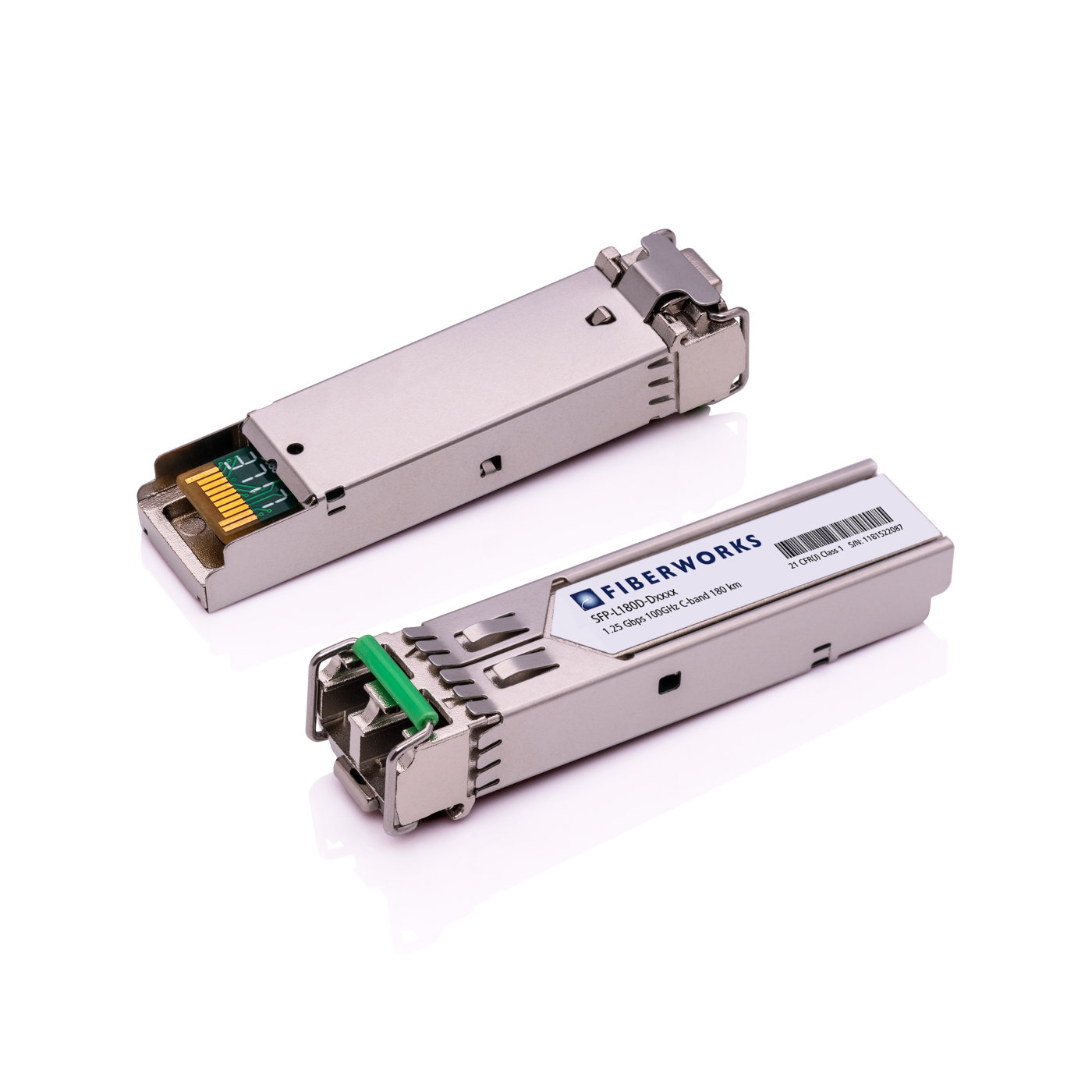 SFP-L180D-Dxxxx Fiberworks AS  SFP, 1.25Gbps GigE, DDM, 180km DWDM, 41dB, SM