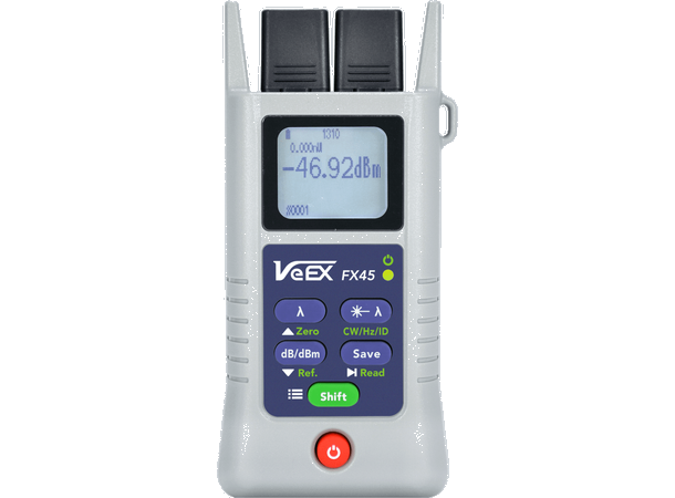 VeEX FX45 Effektmeter, High Power (CATV) +25 til -50 dBm. Inkl veske, SC+LC adap.