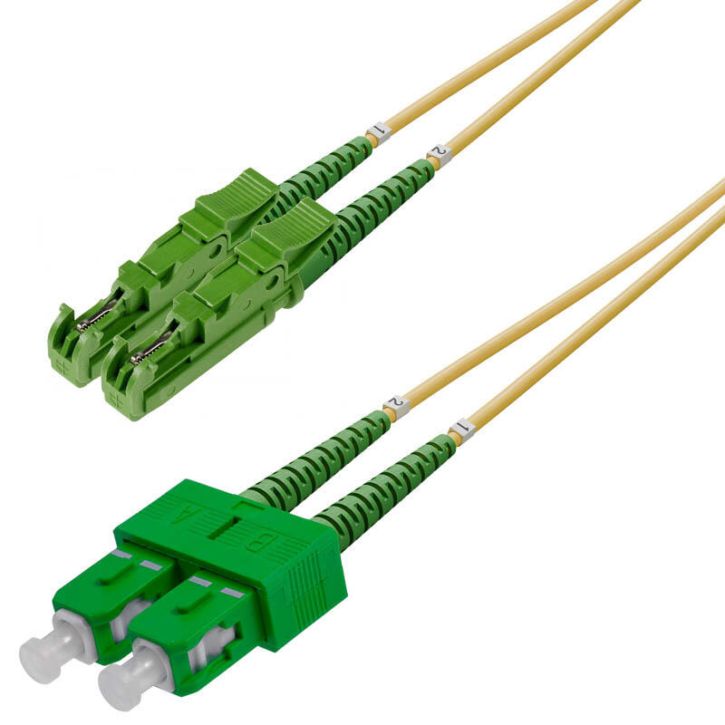 P-SM9-D2Y-E2A-SCA-xx Fiberworks AS  Snor SM DPX E2000/APC-SC/APC xx m 9/OS2 G.657.A2 2x ø2mm Gul