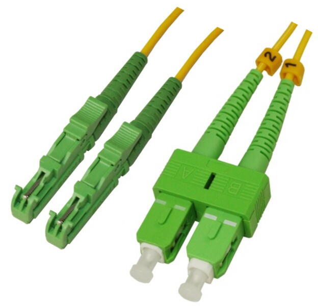 P-SM9-D2Y-E2A-SCA-xx Fiberworks AS  Snor SM DPX E2000/APC-SC/APC xx m 9/OS2 G.657.A2 2x &#248;2mm Gul