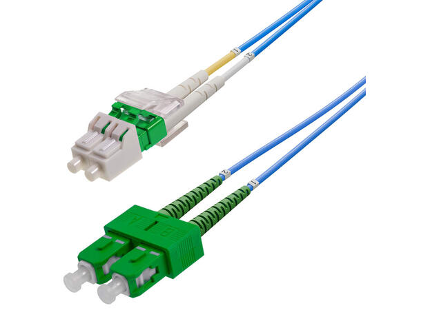 Snor SM DPX LC/APC-SC/APC 10 m 9/OS2 G.657.A2 2x ø2mm Blå 