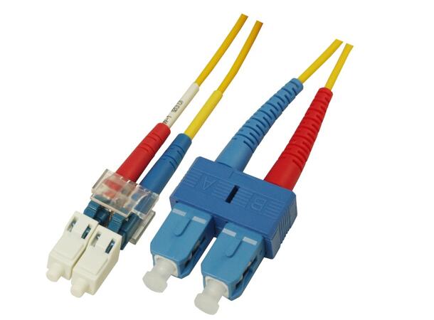 Snor SM DPX LC/UPC-SC/UPC 2,5 m 9/OS2 G.657.A2 2x ø2mm Gul 