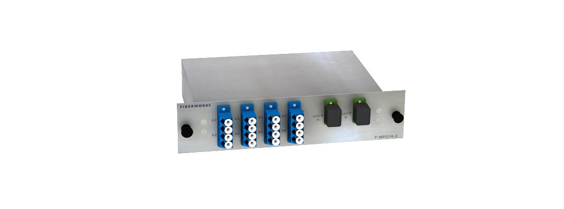F-MPO16-2-SM-M1F-LCU Fiberworks AS  MPO mounted fanout for 2x QSFP PSM4 MPO8(f) to LC/UPC connectors. SM 9/125.