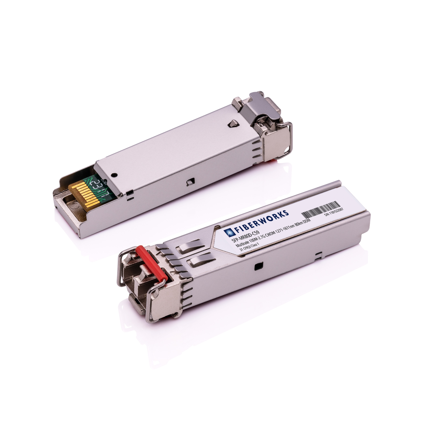 SFP-MR80D-C59-RGD-U Fiberworks AS  SFP, Multirate 100M-2.7G, DDM, 80km RGD CWDM 1591nm, 28dB, SM, Fiberworks